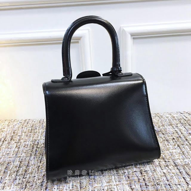 DELVAUX女包 德爾沃Brillant經典款 進口box牛皮 德爾沃女手提包 DV0020黑金 大號Delvaux單肩包  fcs1123